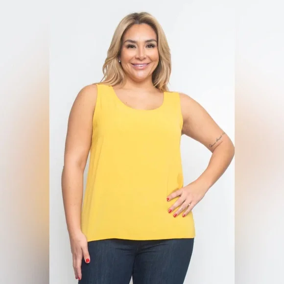 plus size ZENOBIA Jewel Neck Sleeveless Tank Top - Picture 2 of 3